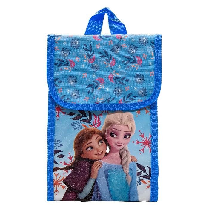 Fast Forward Disney Frozen Girls’ 5-Piece Backpack Set – Includes Lunch Bag, Water Bottle, Keychain & Carabiner – Elsa & Anna School Bundle