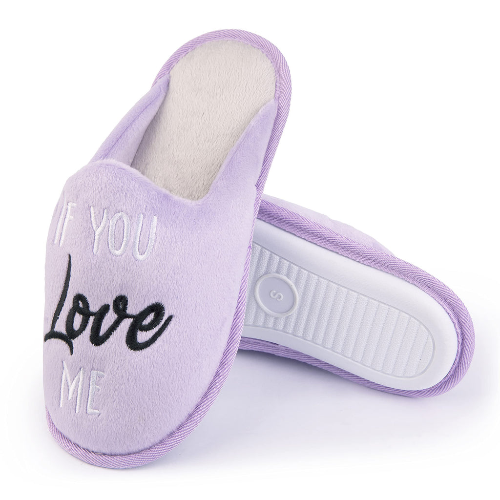 Handcraft Staycation NYC Ladies Funny Quote Scuff Slipper, Plush Non Slip House Slippers for Women, Comfy Soft Sole Bedroom Shoes