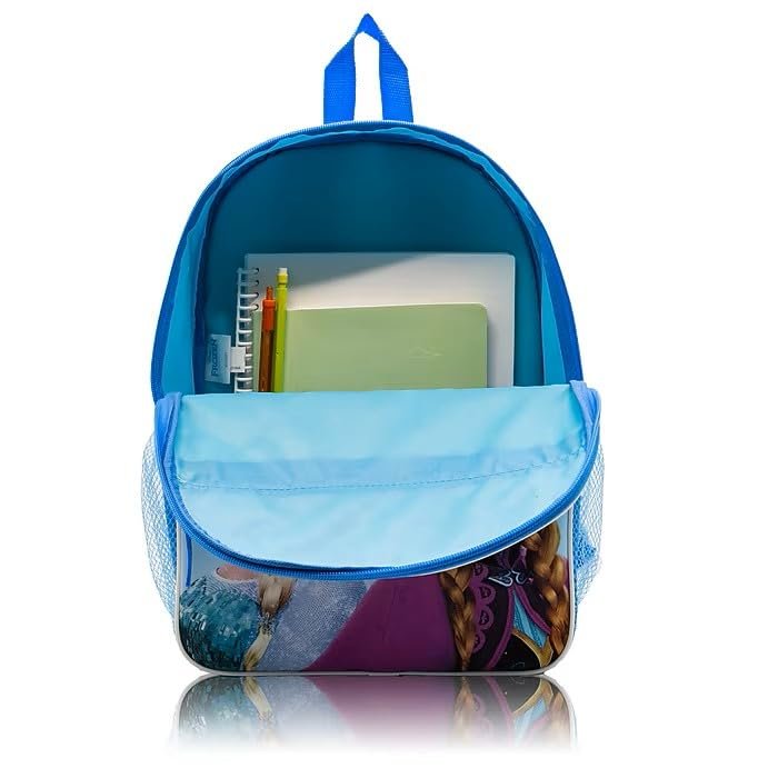 Fast Forward Disney Frozen Girls’ 5-Piece Backpack Set – Includes Lunch Bag, Water Bottle, Keychain & Carabiner – Elsa & Anna School Bundle