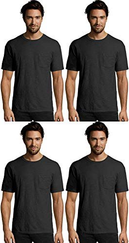 Hanes Men's Pocket Tees 4 Pack FreshIQ Odor Control Cotton Tagless