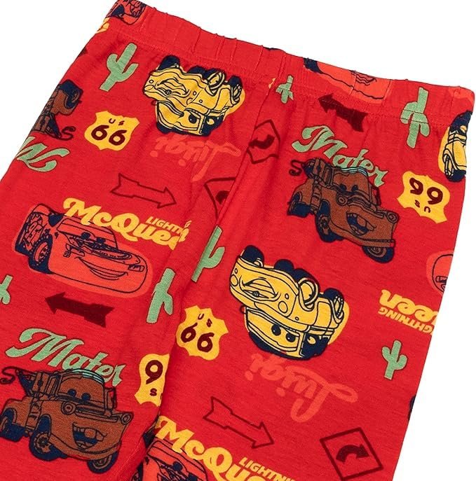 Disney Cars Boys’ Pajama Set – Long Sleeve Lightning McQueen Top & Matching Pants – Soft Viscose Spandex Kids Sleepwear