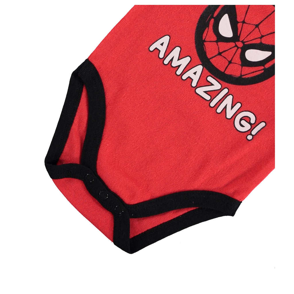 Spiderman Baby Boys Clothes 3-Piece Set with Baby Bodysuit, Pants, and Bib - Marvel Avengers Baby Boy Outfit - Baby Clothes (Red/Black/Grey, 3-6 Months)