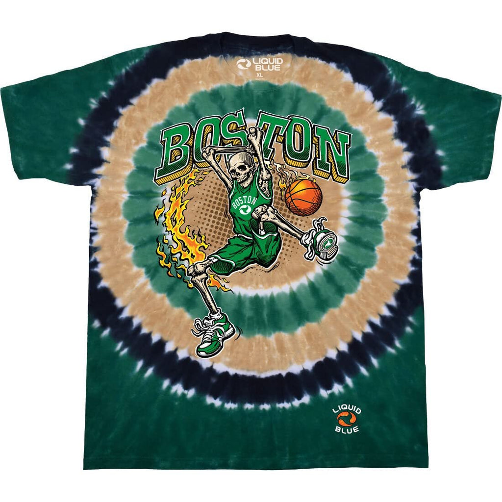 Liquid Blue Boston Dunker Basketball Skeleton Tie-Dye T-Shirt XL