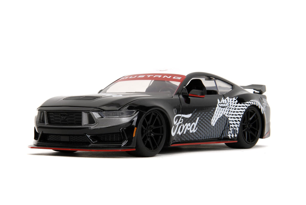 Jada Toys Bigtime Muscle 1:24 2024 Ford Mustang Dark Horse Die-cast Car – Opening Doors, Hood, Trunk, Rubber Tires(Glossy Black)