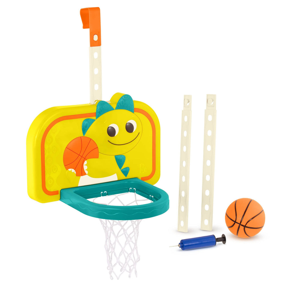 B. toys – Hanging Basketball Net – Adjustable Height – Mini Ball & Air Pump – Sports Toys & Active Play – 3 Years + – Dinosaur Dribbler
