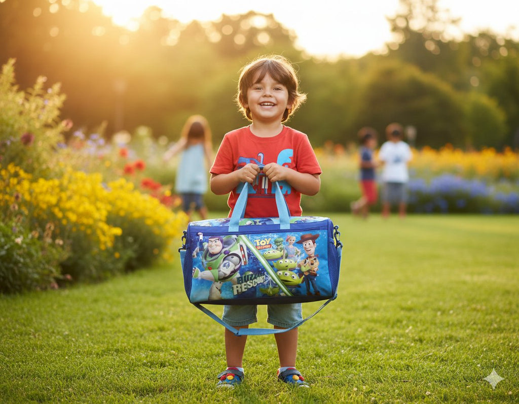 Disney Kids Duffle Bag 16.5" – Travel & Sports Bag with Zipper Pocket, Mesh Side Pockets & Shoulder Strap