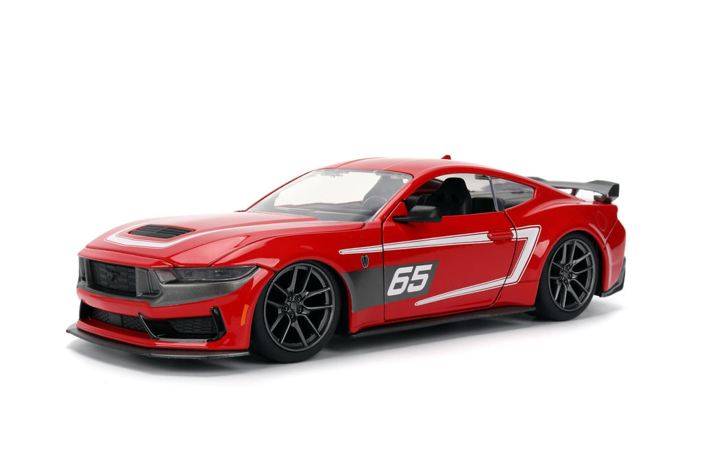 Jada Toys Bigtime Muscle 1:24 2024 Ford Mustang Dark Horse Die-cast Car – Opening Doors, Hood, Trunk, Rubber Tires(Glossy Red)