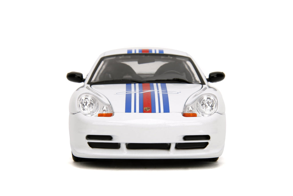 Hyper-Spec 1:24 Porsche 911 GT3 (996.1) Die-Cast Car, Toys for Kids and Adults(White/Red Stripes)