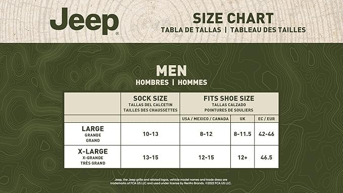 Jeep Men's Classic Cotton Socks - 3 Pair Pack - Moisture Wicking and Cushioned Comfort