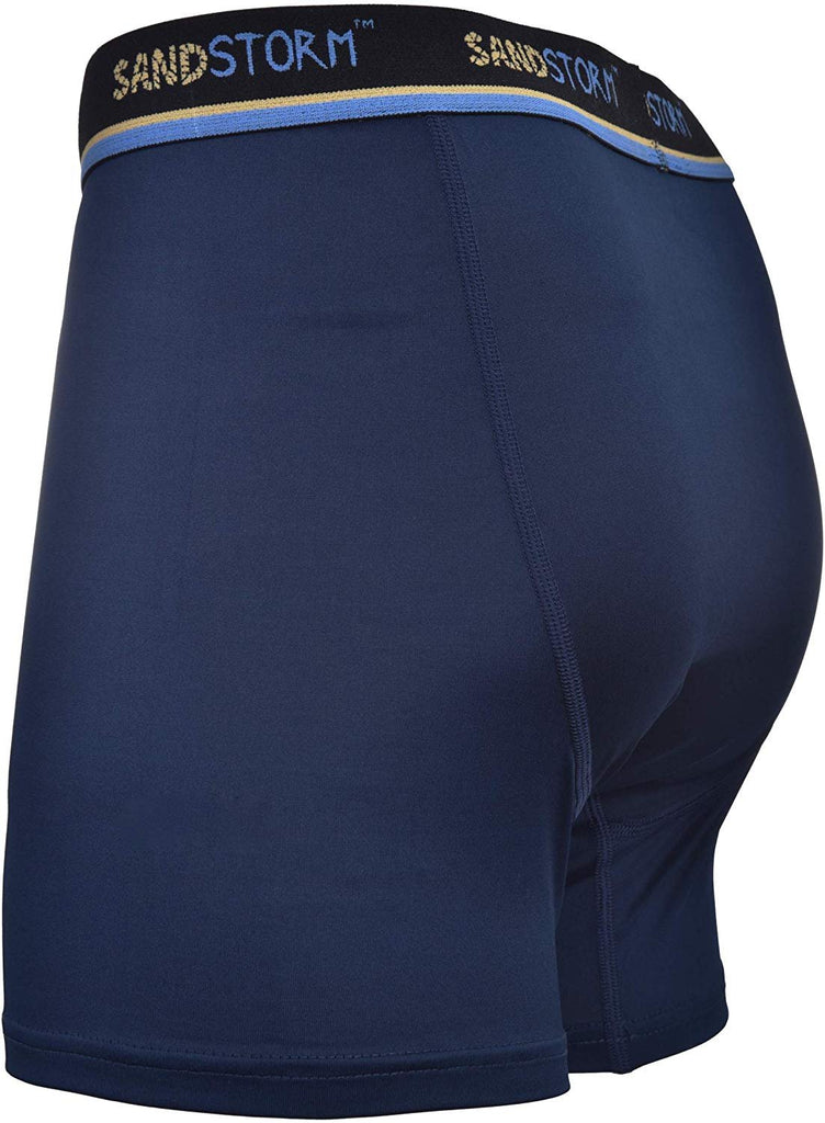 Black/Silver Heather/Polaris Sand Storm Mens Performance Boxer Briefs - 6-Pack No-Fly Tagless Breathable Underwear S-5XL Regular or Plus Size