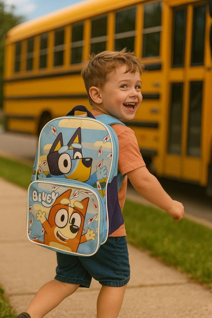 Fast Forward Bluey Boys’ 16" Backpack with Insulated Lunch Bag – Durable Polyester – Mesh Side Pocket – School Travel Set