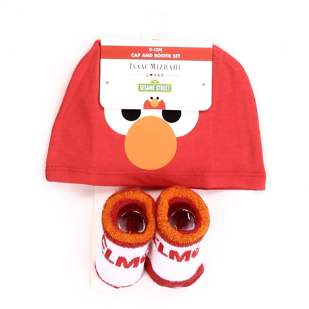 Happy Threads Elmo Baby Boys Cap and Bootie Set - Sesame Street Baby Gift Set with Baby Hat and Baby Socks (0-12 Months)
