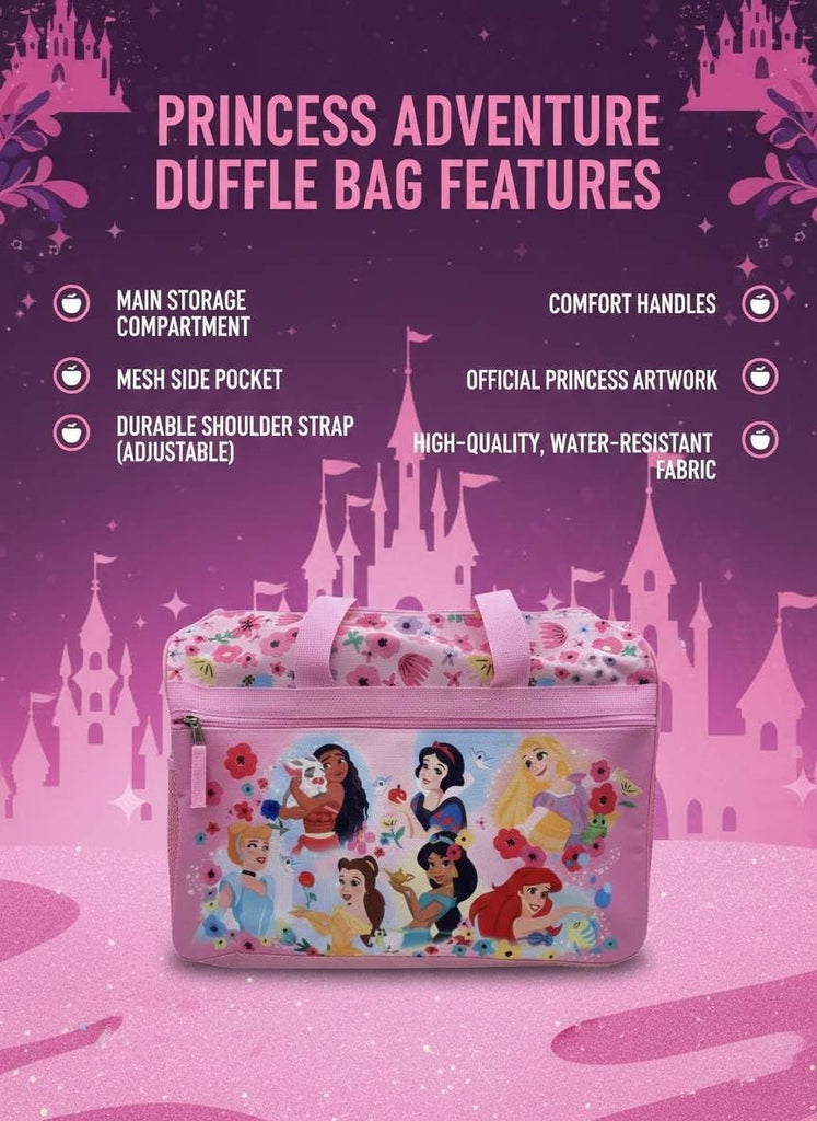 Disney Kids Duffle Bag 16.5" – Travel & Sports Bag with Zipper Pocket, Mesh Side Pockets & Shoulder Strap