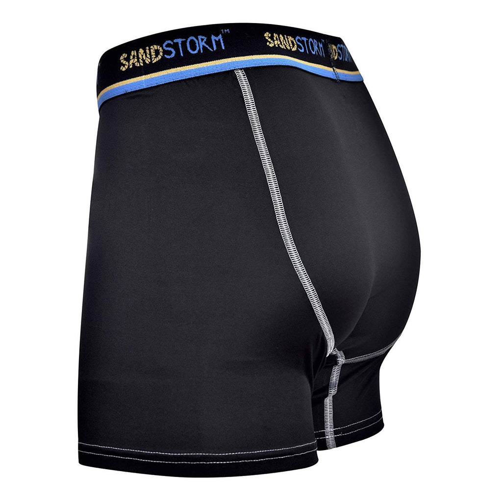 Black/Silver Heather/Polaris Sand Storm Mens Performance Boxer Briefs - 6-Pack No-Fly Tagless Breathable Underwear S-5XL Regular or Plus Size