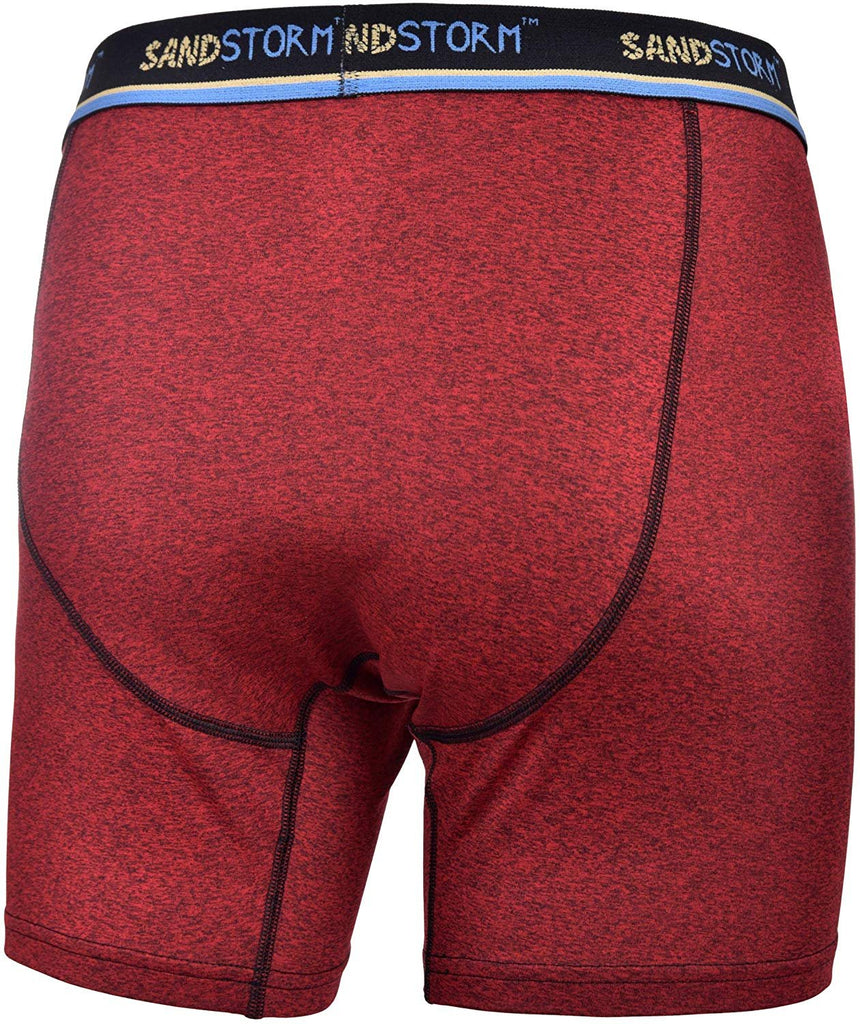 Black/Silver Heather/Polaris Sand Storm Mens Performance Boxer Briefs - 6-Pack No-Fly Tagless Breathable Underwear S-5XL Regular or Plus Size