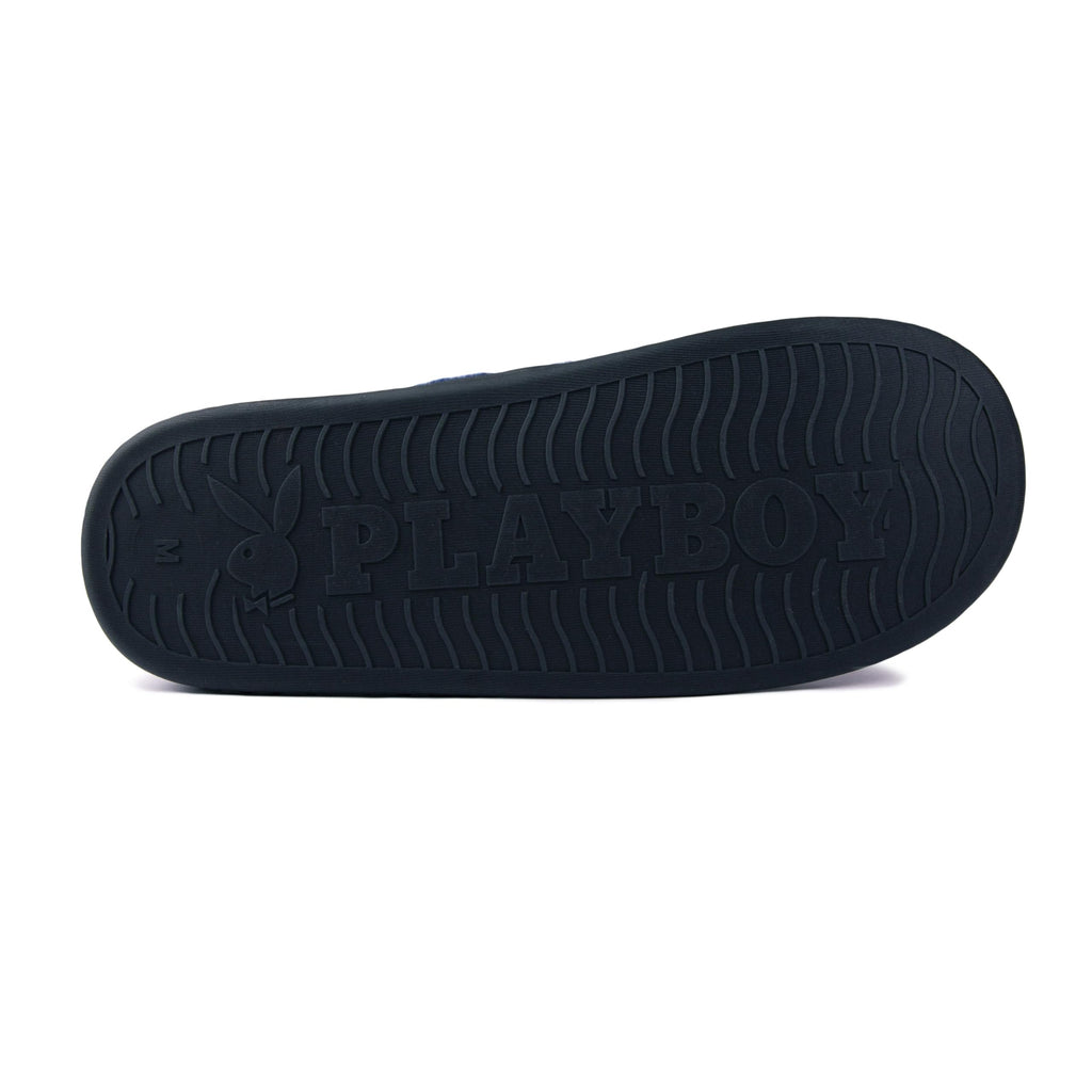 Playboy unisex-adult Adjustable Cozy Plush Velour Memory Foam Indoor Outdoor Soled Slipper in Sizes S-xl