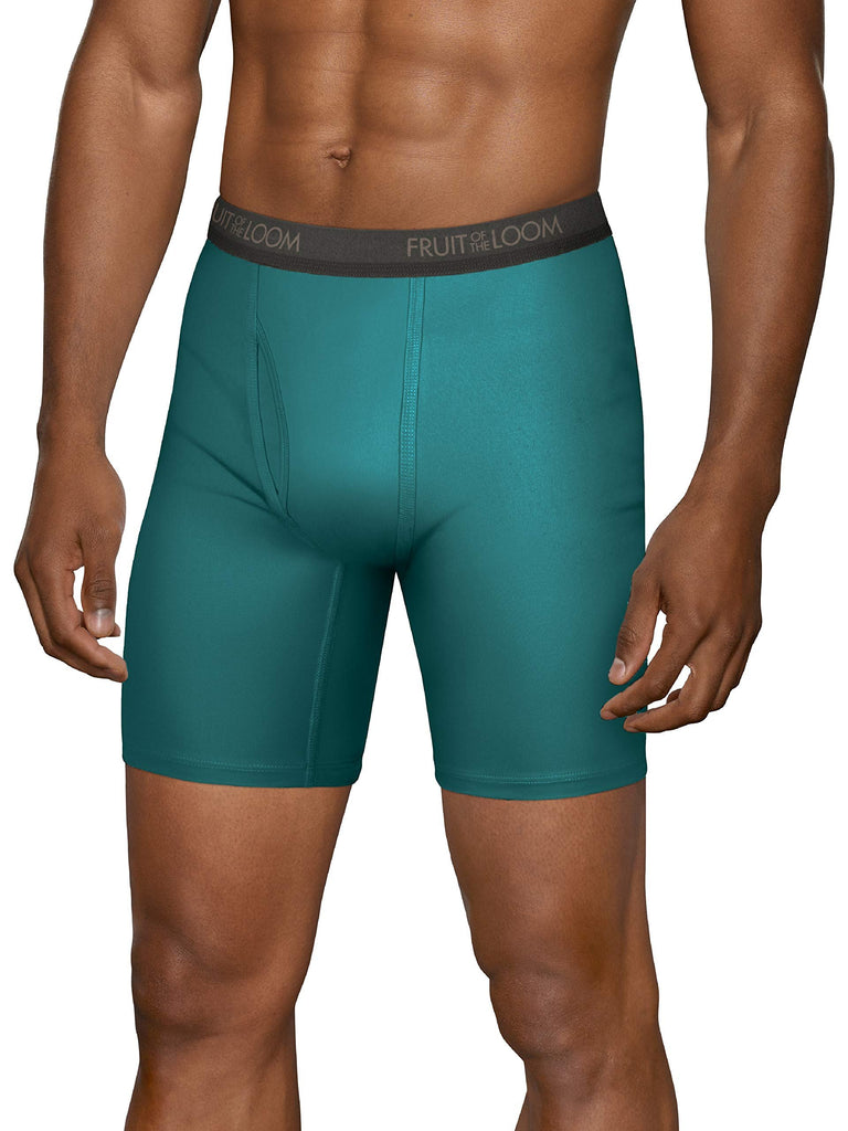 Fruit of the Loom Men's Micro-Stretch Boxer Briefs, Black Long Leg, Large
