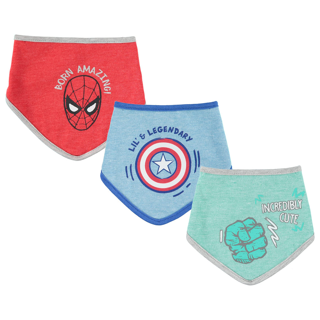 Happy Threads Baby Boys' Bandana Bibs 3 Pack Set for Feeding, Teething, and Drooling, Red/Green/Blue