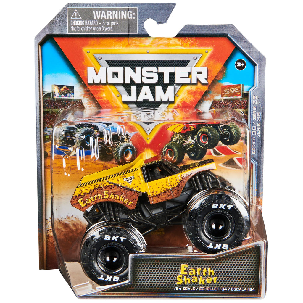 Monster Jam, Official Earth Shaker Monster Truck, Die-Cast Vehicle, 1:64 Scale, Kids Toys for Boys Ages 3 and up