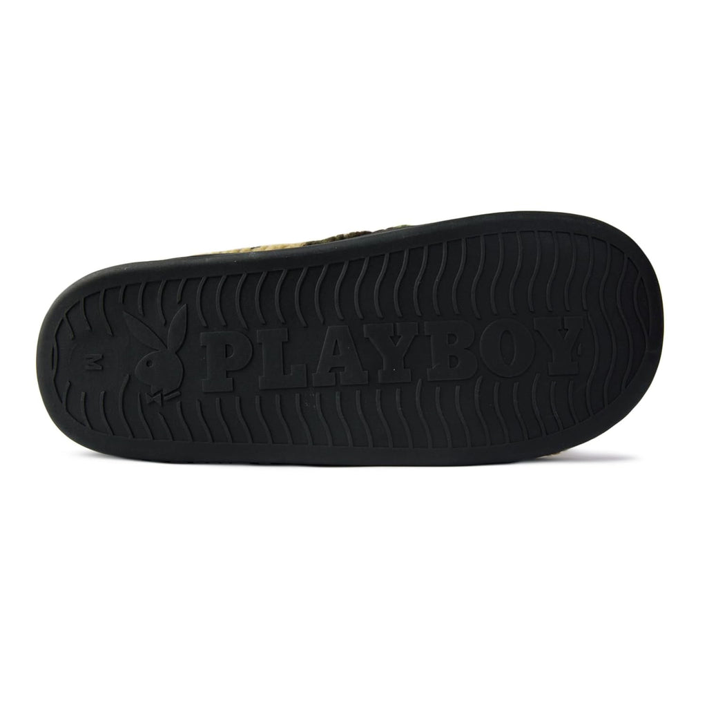 Handcraft Playboy Men's Printed Boucle Clog Slippers with Bunny Logo, Hunter Green, X-Large