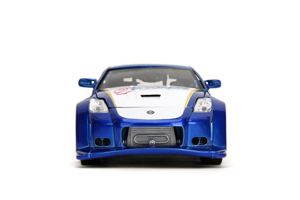 Jada Toys JDM Tuners 1:24 Scale Die-Cast 2003 Nissan 350Z Exedy– Opening Doors, Detailed Interior, Rubber Tires, Collectible for Ages 8+(Candy Blue)