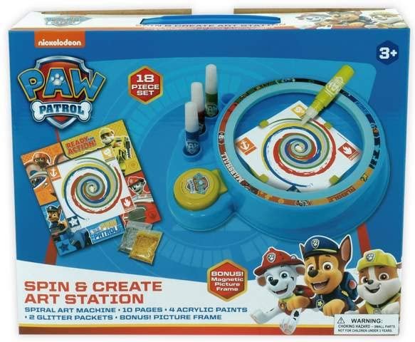 Lollipop Paw Patrol Spin Art for Kids - Paper Spinning Machine, Paint Spinner Station & Spiral Arts Kit with Frame, Blue