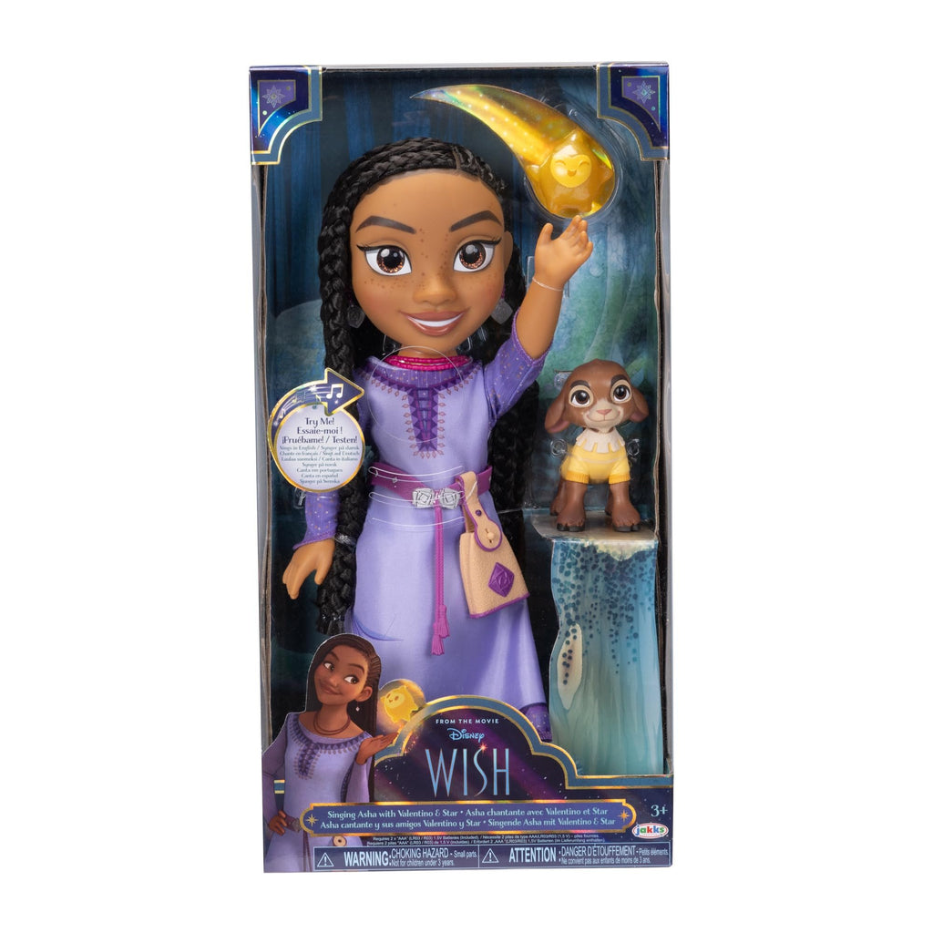Disney's Wish Singing Asha Doll with Valentino & Star Figures, Asha Signs & Talks, 14 Inches Tall