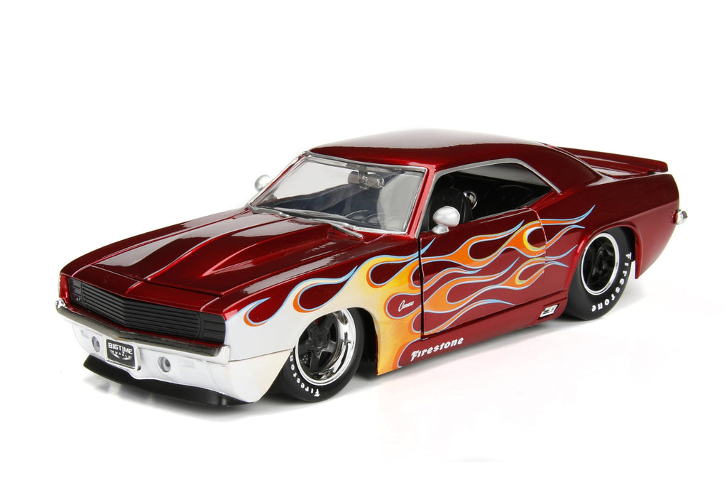 Big Time Muscle 1:24 1969 Chevy Camaro Die-Cast Car, Toys for Kids and Adults(Candy Red)