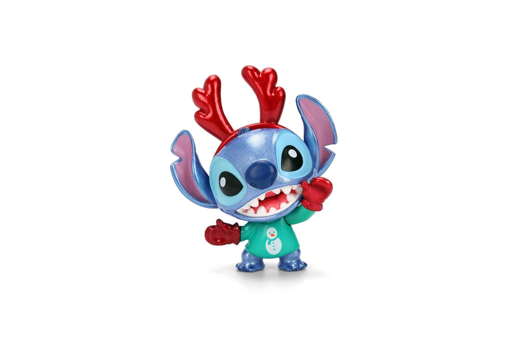 Jada Stitch Holiday Metalfigs 4-Pack – 2.5" Collectible Diecast Figures Toys – Festive Stitch Variants with Gift, Plush, Reindeer, and Santa Hat – Disney Collectors Set for Kids & Fans Ages 3+