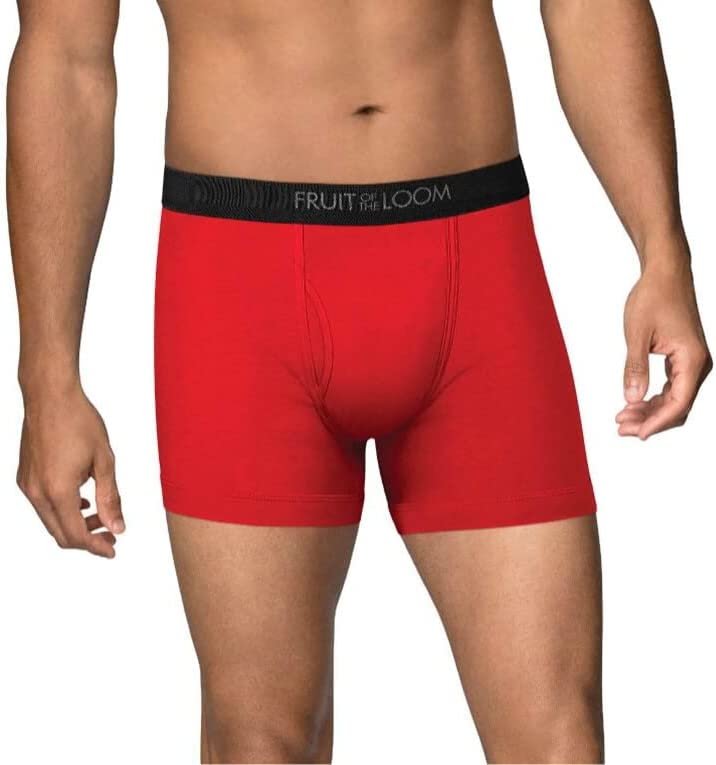 Black/Grey Fruit of the Loom Men's Cotton Performance Boxer Briefs (12 Pack)
