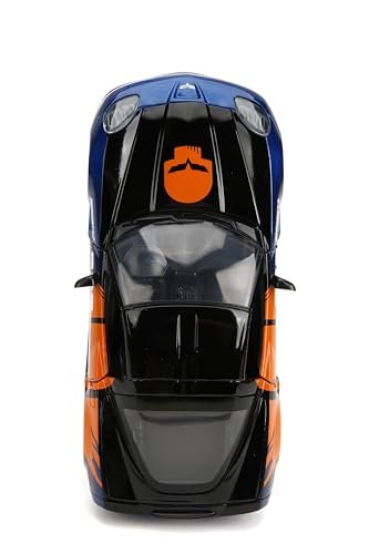 Jada Toys Bigtime Muscle 1:24 2006 Chevy Corvette Z06 Die-cast Car – Opening Doors, Hood, Trunk, Rubber Tires(Metallic Blue/Orange)