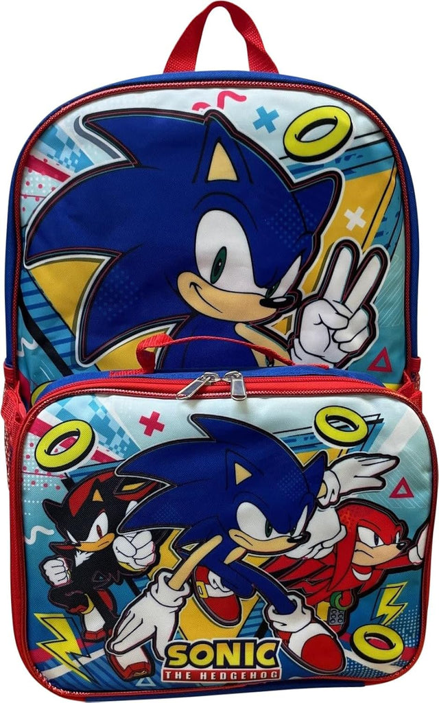Sonic The Hedgehog 16 Inch Backpack With Detachable Matching Lunch Box
