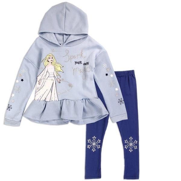 Disney Frozen Girls Hoodie Sweatshirt and Legging Pants Set for Toddler and Little Kids Elsa Anna