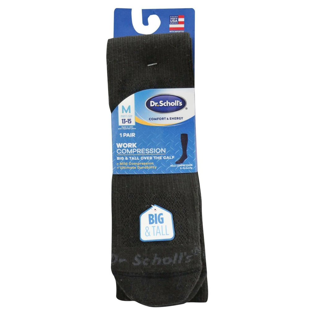 Dr. Scholl's Men's Big & Tall Work Compression Over the Calf Socks Sockshosiery, black, Shoe Size: 13-15