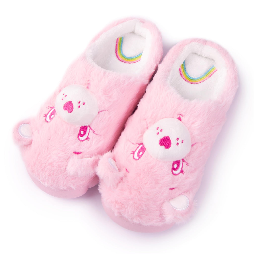 Care Bears Unisex Cozy Plush Memory Foam Indoor Outdoor Soled Slipper in Sizes S-XL, Cheer Bear-Pink Terry Clog, Large Women