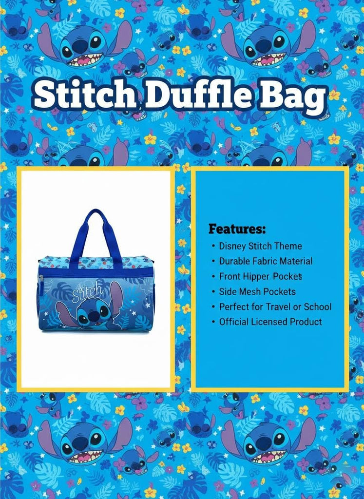 Disney Kids Duffle Bag 16.5" – Travel & Sports Bag with Zipper Pocket, Mesh Side Pockets & Shoulder Strap