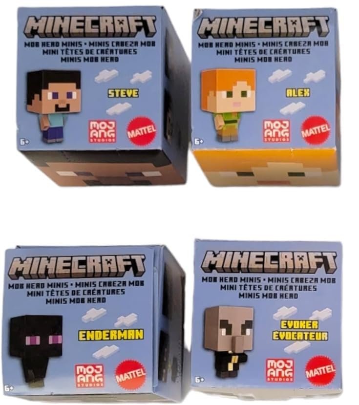 Mattel Minecraft Mob Head Minis 2022 Complete Set of 8 Micro Figures from HHP58-956B Release