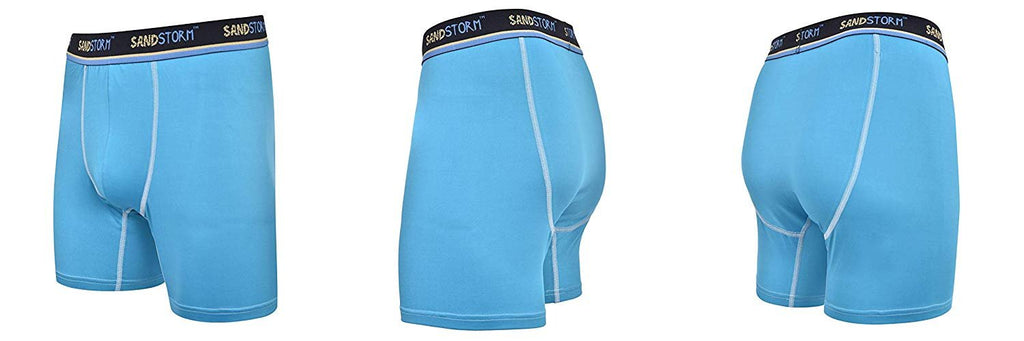 Black/Silver Heather/Polaris Sand Storm Mens Performance Boxer Briefs - 6-Pack No-Fly Tagless Breathable Underwear S-5XL Regular or Plus Size