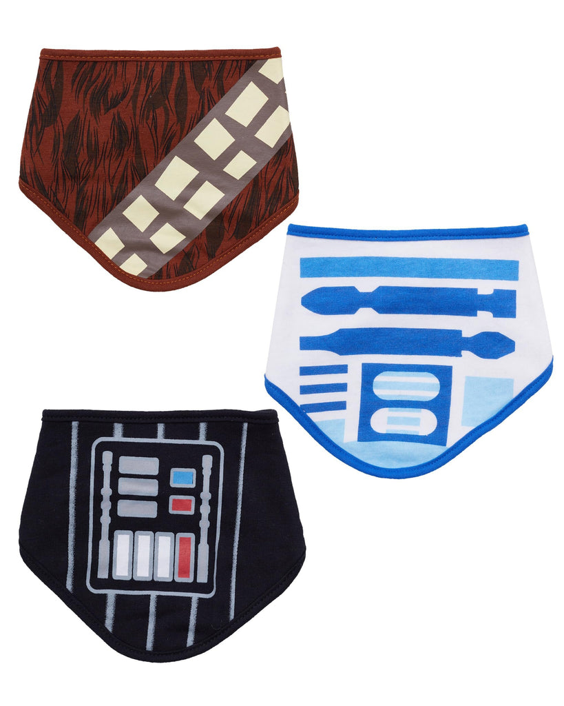 STAR WARS Baby Boys' Bandana Bibs 3 Pack Set for Feeding, Teething, and Drooling Darth Vader Chewbacca R2-D2