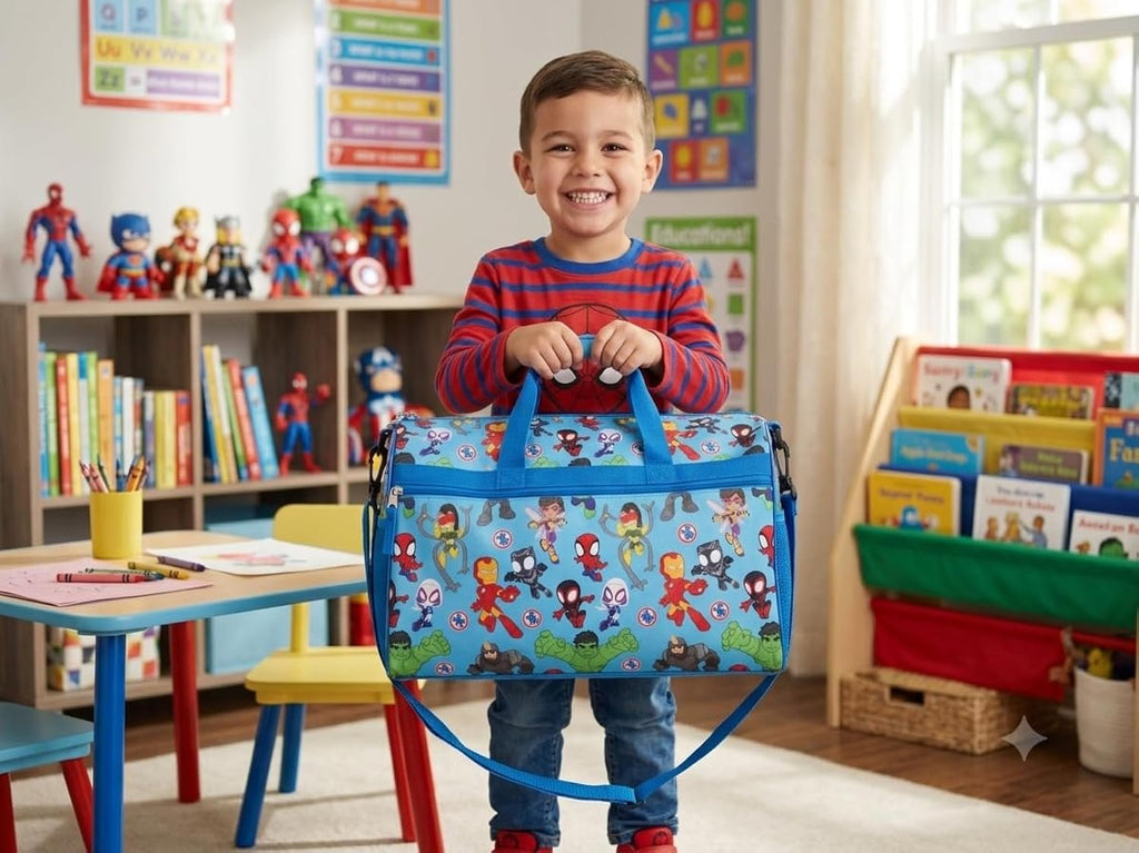 Disney Kids Duffle Bag 16.5" – Travel & Sports Bag with Zipper Pocket, Mesh Side Pockets & Shoulder Strap