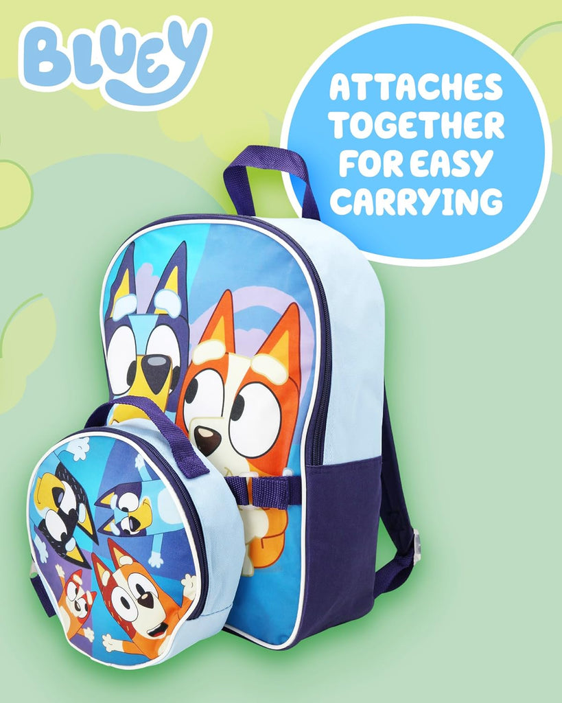 Fast Forward Bluey Blue Round Lunch Backpack and Lunch Box Set - 2 Piece 15 Inch