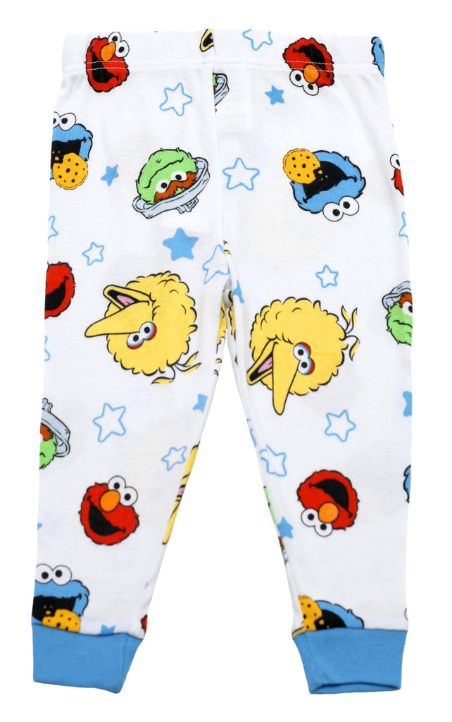 Sesame Street Elmo Pajamas for Toddlers, 4 Piece Cotton Elmo Pjs for Boys, Big Bird, Cookie Monster, Oscar the Grouch, 2T White