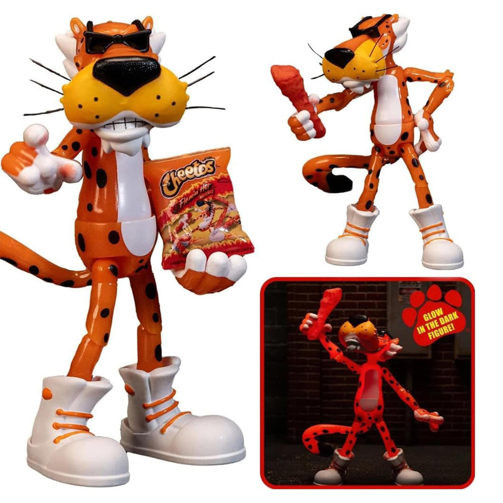 Jada Toys Cheetos Chester Cheetah Action Figure Flamin' Hot Glow in The Dark – 6” Articulated Exclusive, with Bag of Cheetos, Shades, Cheeto Dust