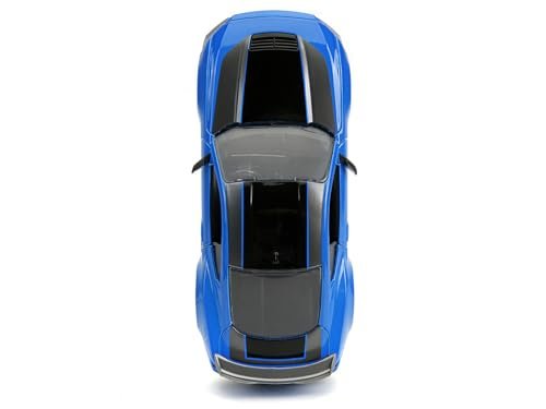 2024 Dark Horse Blue Metallic with Black and Gray Stripes Bigtime Muscle Series 1/24 Diecast Model Car by Jada 35276