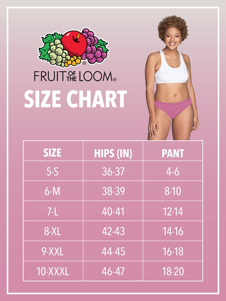Fruit of the Loom Women's 360 Underwear, High Performance Stretch for Effortless Comfort, Available in Plus Size, Microfiber-Bikini-6 Pack-Colors May Vary, 7