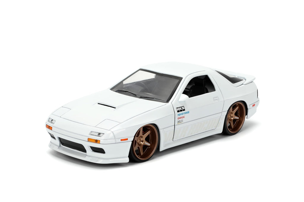 Jada Toys JDM Tuners 1:24 Scale Die-Cast 1985 Mazda RX-7 (FC) Volk Racing, Opening Doors, Detailed Interior, Rubber Tires, Collectible for Ages 8+(White)
