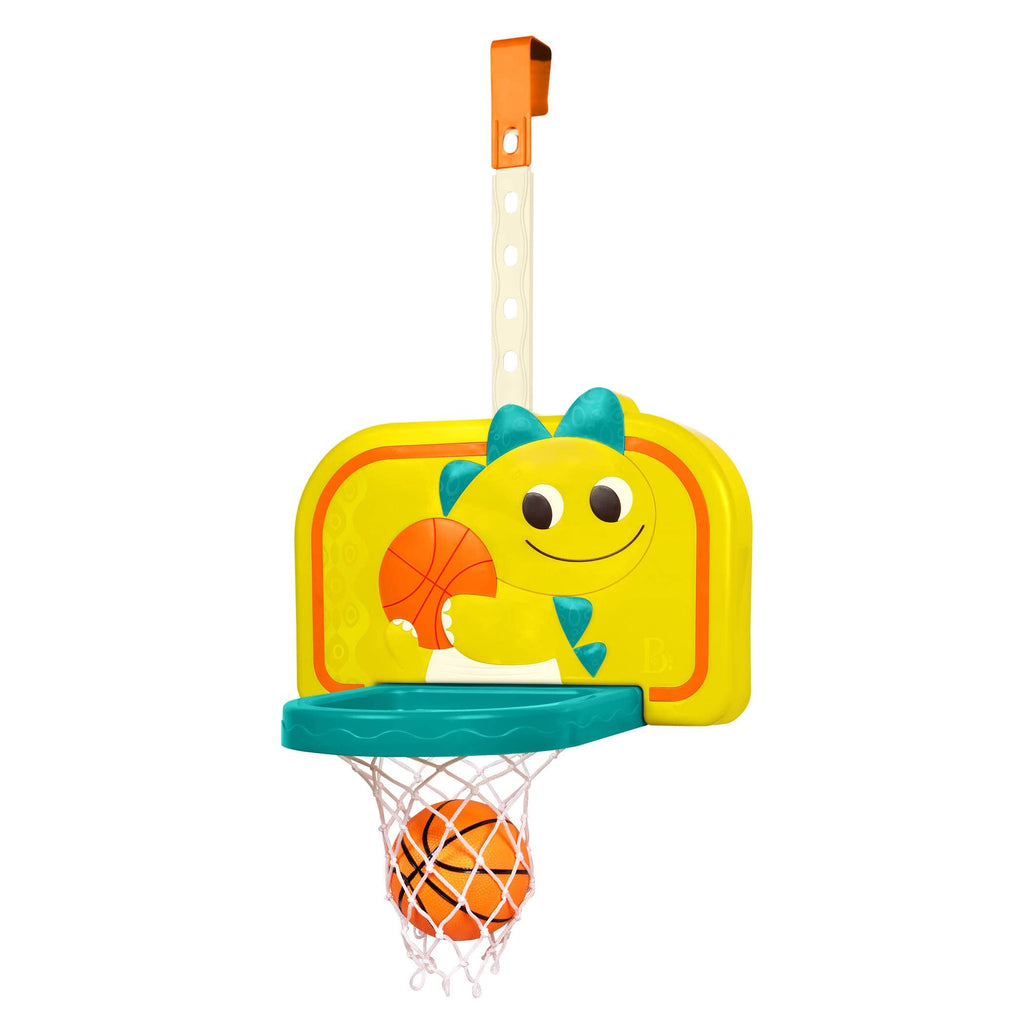 B. toys – Hanging Basketball Net – Adjustable Height – Mini Ball & Air Pump – Sports Toys & Active Play – 3 Years + – Dinosaur Dribbler