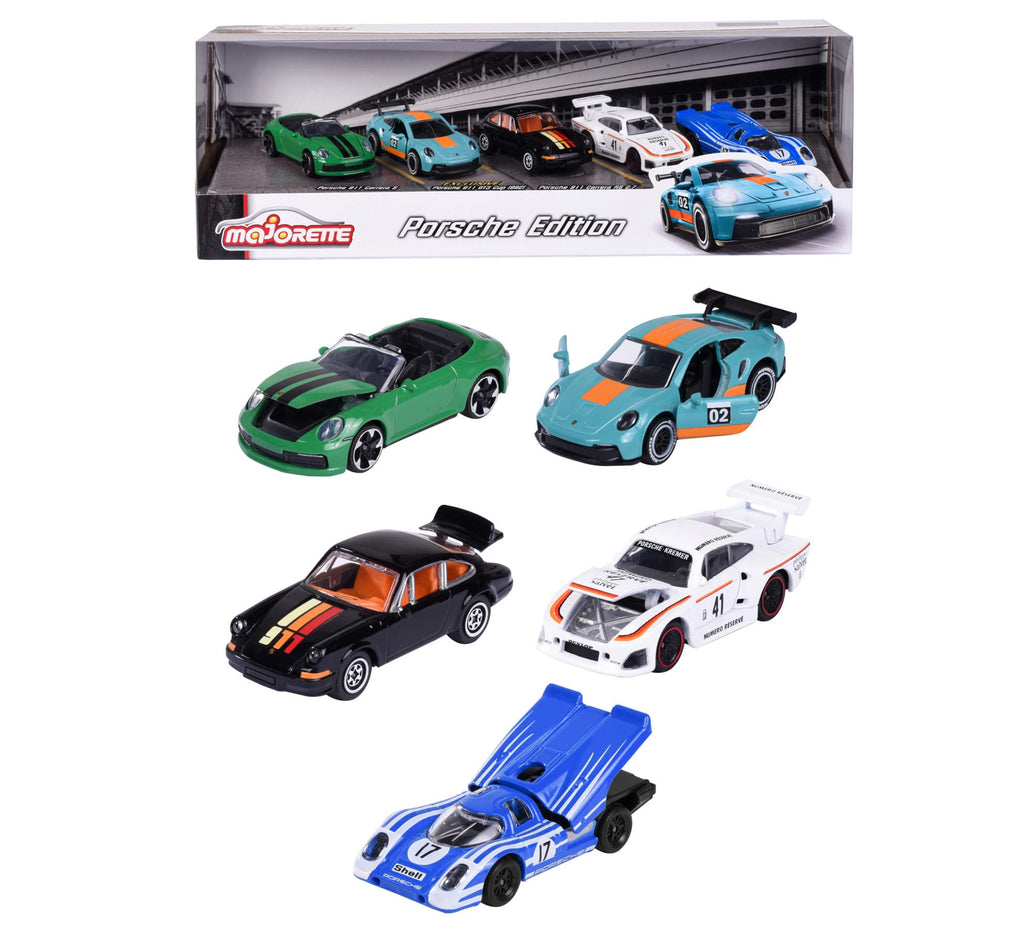 Majorette 1:64 Porsche 5-Pack Giftpack Die-Cast Cars