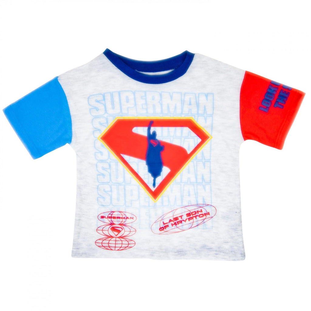 Superman Boys’ 2-Piece Outfit Set – “Man of Steel” Short Sleeve Graphic Shirt & Matching Shorts – DC Comics Clothing