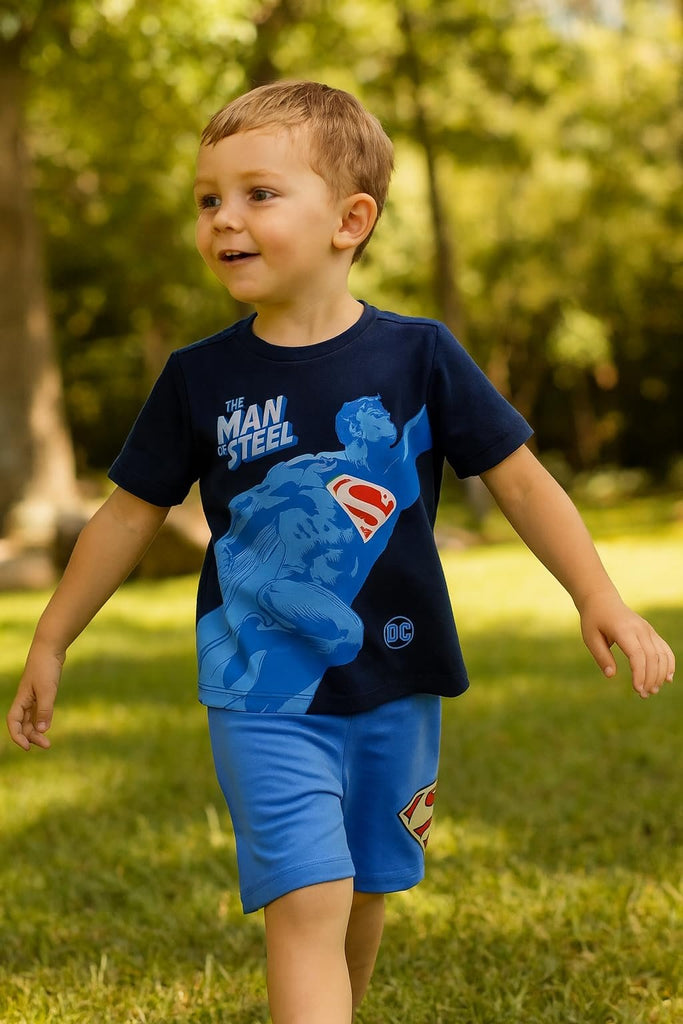 Happy Threads Jurassic Park Boys’ 2-Piece Outfit Set – Short Sleeve Shirt & Matching Shorts – Dinosaur Clothing for Kids